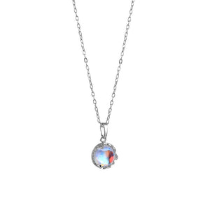 Aurora Borealis Necklace Sterling Silver color round clavicle chain neck necklace fashion jewelry party jewelry