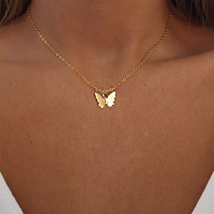 LATS Gold Silver Color Chain Butterfly Pendant Choker Necklace Women Statement Collares Bohemia Beach Jewelry Gift Collier Cheap