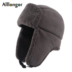 Fleece Bomber Hat Warm Wool Fur - Russian Ushanka Hat Style With Ear Flap Pilot Trapper Cap Earflap Snow Cap