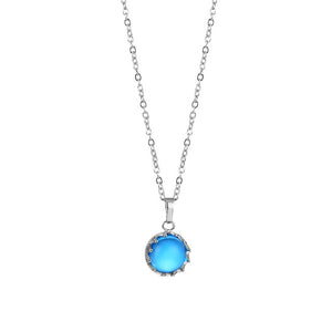Aurora Borealis Necklace Sterling Silver color round clavicle chain neck necklace fashion jewelry party jewelry