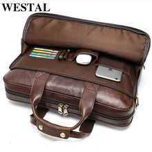 Load image into Gallery viewer, WESTAL men&#39;s leather bag men&#39;s briefcase office bags for men bag man&#39;s genuine leather laptop bags male tote briefcase handbag