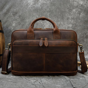 MAHEU Men Briefcase Genuine Leather Laptop Bag 15.6" PC Doctor Lawyer Computer Bag Cowhide Male Briefcase Cow Leather Men Bag