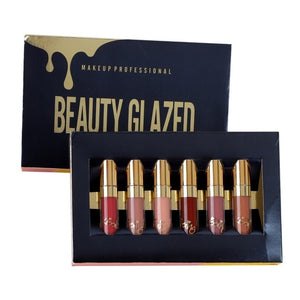 BEAUTY GLAZED 6pcs/Set Liquid Lipstick Lip Gloss Professional Makeup Matte Lipstick Lip Kit Long Lasting Cosmetics Maquiagem