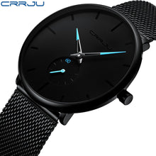 Load image into Gallery viewer, CRRJU Fashion Mens Watches Top Brand Luxury Quartz Watch Men Casual Slim Mesh Steel Waterproof Sport Watch Relogio Masculino