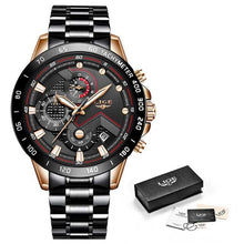 Load image into Gallery viewer, LIGE 2020 New Fashion Mens Watches with Stainless Steel Top Brand Luxury Sports Chronograph Quartz Watch Men Relogio Masculino