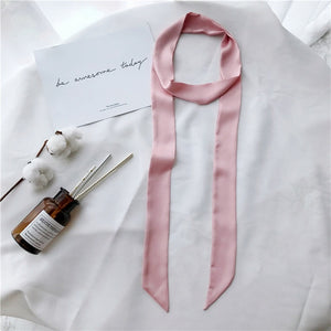 Silk thin long scarf solid color universal scarf European and American long scarf