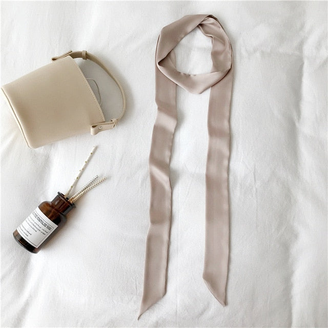 Silk thin long scarf solid color universal scarf European and American long scarf