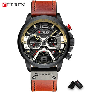 CURREN Casual Sport Watches for Men Blue Top Brand Luxury Military Leather Wrist Watch Man Clock Fashion Chronograph Wristwatch