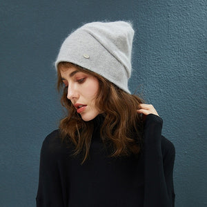 Female Beanies Rabbit Hair Winter Hats For Women Casual Autumn Knitted Beanie Girl Fashion High Quality Bonnet Cap Soft Wool Hat