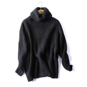 BIAORUINA Women Oversize Basic Knitted Turtleneck Sweater Female Solid Turtleneck Collar Pullovers Warm 2020 New Arrival