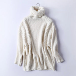 BIAORUINA Women Oversize Basic Knitted Turtleneck Sweater Female Solid Turtleneck Collar Pullovers Warm 2020 New Arrival