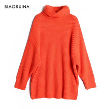 Load image into Gallery viewer, BIAORUINA Women Oversize Basic Knitted Turtleneck Sweater Female Solid Turtleneck Collar Pullovers Warm 2020 New Arrival