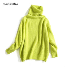 Load image into Gallery viewer, BIAORUINA Women Oversize Basic Knitted Turtleneck Sweater Female Solid Turtleneck Collar Pullovers Warm 2020 New Arrival