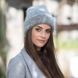 Rabbit fur Beanie Hat for Women Winter Skully Warm wool Cap Gorros Female Cap