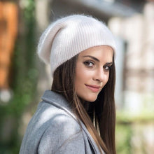 Load image into Gallery viewer, Rabbit fur Beanie Hat for Women Winter Skully Warm wool Cap Gorros Female Cap