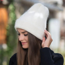 Load image into Gallery viewer, Rabbit fur Beanie Hat for Women Winter Skully Warm wool Cap Gorros Female Cap