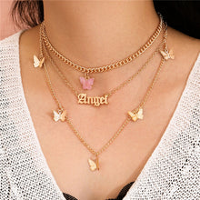 Load image into Gallery viewer, Bohemian Cute Butterfly Choker Necklace for Women Street Style Statement Necklace Gold Color Letter Necklace Jewelry