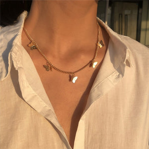 Bohemian Cute Butterfly Choker Necklace for Women Street Style Statement Necklace Gold Color Letter Necklace Jewelry