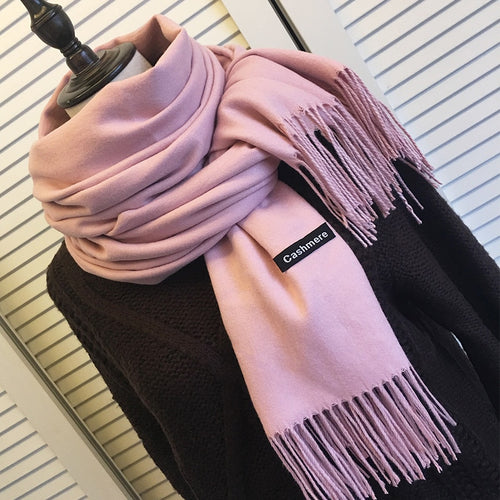 Women Solid Color Cashmere Scarves With Tassel Lady Winter Autumn Long Scarf Thinker Warm Female Shawl Hot Sale Men Scarf