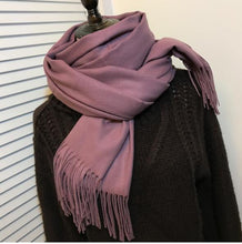 Load image into Gallery viewer, Women Solid Color Cashmere Scarves With Tassel Lady Winter Autumn Long Scarf Thinker Warm Female Shawl Hot Sale Men Scarf