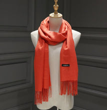 Load image into Gallery viewer, Women Solid Color Cashmere Scarves With Tassel Lady Winter Autumn Long Scarf Thinker Warm Female Shawl Hot Sale Men Scarf