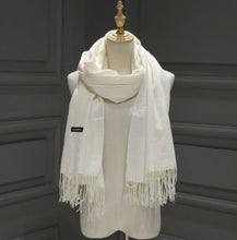 Load image into Gallery viewer, Women Solid Color Cashmere Scarves With Tassel Lady Winter Autumn Long Scarf Thinker Warm Female Shawl Hot Sale Men Scarf