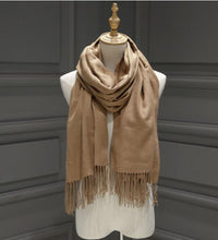 Load image into Gallery viewer, Women Solid Color Cashmere Scarves With Tassel Lady Winter Autumn Long Scarf Thinker Warm Female Shawl Hot Sale Men Scarf