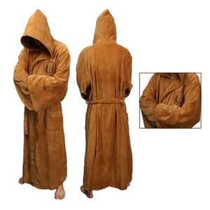 Flannel Robe Male with Hooded Thick Star Wars Dressing Gown Jedi Empire Men's Bathrobe Winter Long Robe Mens Bath Robe Pajamas Work From Home Robe