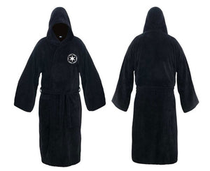 Flannel Robe Male with Hooded Thick Star Wars Dressing Gown Jedi Empire Men's Bathrobe Winter Long Robe Mens Bath Robe Pajamas Work From Home Robe