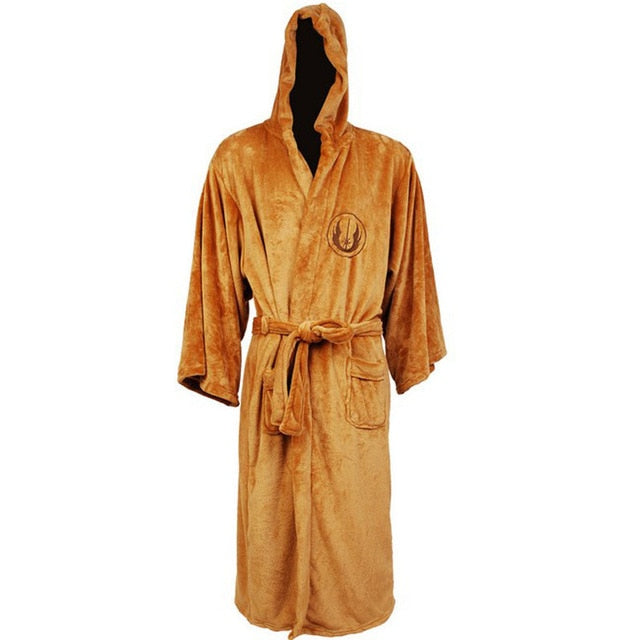 Flannel Robe Male with Hooded Thick Star Wars Dressing Gown Jedi Empire Men's Bathrobe Winter Long Robe Mens Bath Robe Pajamas Work From Home Robe