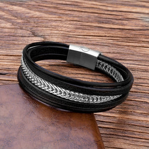 Stainless Steel Chain Combination Leather Bracelet Multi-layer Accessories Personality Bracelet