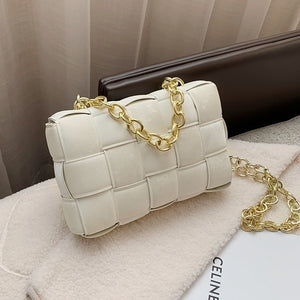 Women Crossbody Bag Weave Flap Bags For Women Thick Chain Shoulder Messenger Bags Female Handbag And Purse