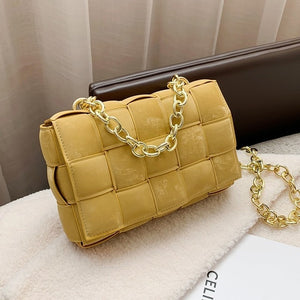 Women Crossbody Bag Weave Flap Bags For Women Thick Chain Shoulder Messenger Bags Female Handbag And Purse