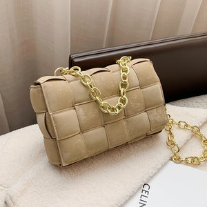 Women Crossbody Bag Weave Flap Bags For Women Thick Chain Shoulder Messenger Bags Female Handbag And Purse