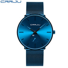 Load image into Gallery viewer, CRRJU Fashion Mens Watches Top Brand Luxury Quartz Watch Men Casual Slim Mesh Steel Waterproof Sport Watch Relogio Masculino