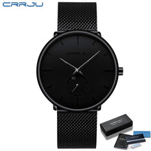 Load image into Gallery viewer, CRRJU Fashion Mens Watches Top Brand Luxury Quartz Watch Men Casual Slim Mesh Steel Waterproof Sport Watch Relogio Masculino