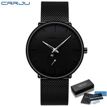 Load image into Gallery viewer, CRRJU Fashion Mens Watches Top Brand Luxury Quartz Watch Men Casual Slim Mesh Steel Waterproof Sport Watch Relogio Masculino