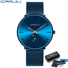 Load image into Gallery viewer, CRRJU Fashion Mens Watches Top Brand Luxury Quartz Watch Men Casual Slim Mesh Steel Waterproof Sport Watch Relogio Masculino