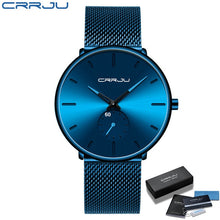 Load image into Gallery viewer, CRRJU Fashion Mens Watches Top Brand Luxury Quartz Watch Men Casual Slim Mesh Steel Waterproof Sport Watch Relogio Masculino