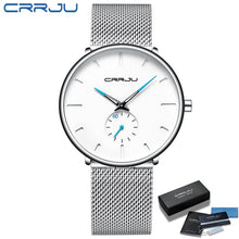 Load image into Gallery viewer, CRRJU Fashion Mens Watches Top Brand Luxury Quartz Watch Men Casual Slim Mesh Steel Waterproof Sport Watch Relogio Masculino