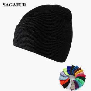 Solid Unisex Beanie Autumn Winter Wool Blends Soft Warm Knitted Cap Men Women SkullCap Hats Gorro Ski Caps 24 Colors Beanies