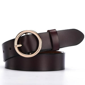 Leather Belts for Women Fashion Jeans Classic Retro Simple Round Buckle Female pin new Denim dress Sword goth Luxury punk gothic