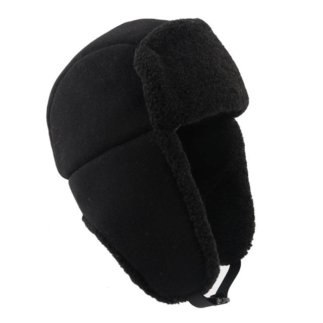 Peicees Winter Fluffy Hats for Women Bomber Hat Warm Knit Beanie with Fur  Pompom Russian Ushanka Trapper Hat Ear Cover Black