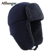 Load image into Gallery viewer, Fleece Bomber Hat Warm Wool Fur - Russian Ushanka Hat Style With Ear Flap Pilot Trapper Cap Earflap Snow Cap