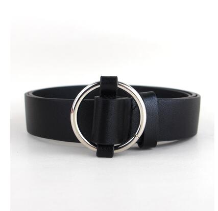 Women Belts - HOT Circle Pin Buckles Belt female deduction side gold buckle jeans wild belts for women fashion students simple casual trousers