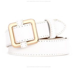 Women Belts - HOT Circle Pin Buckles Belt female deduction side gold buckle jeans wild belts for women fashion students simple casual trousers